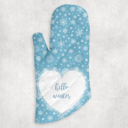 Mănușă de bucătărie personalizată cu text - Hello Winter