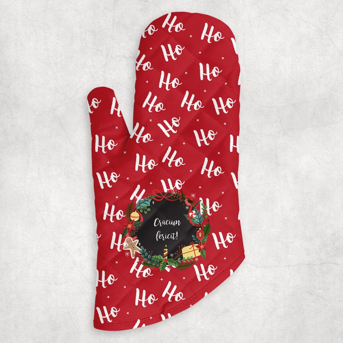Mănușă de bucătărie personalizată cu text - Ho Ho Ho