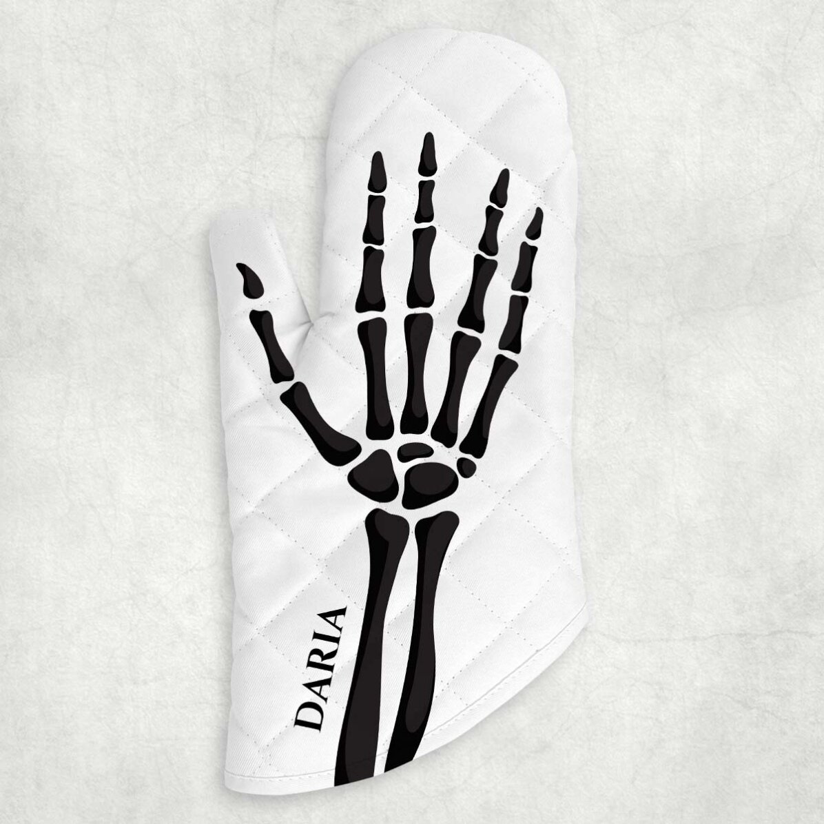 Mănușă de bucătărie personalizată cu text - Schelet