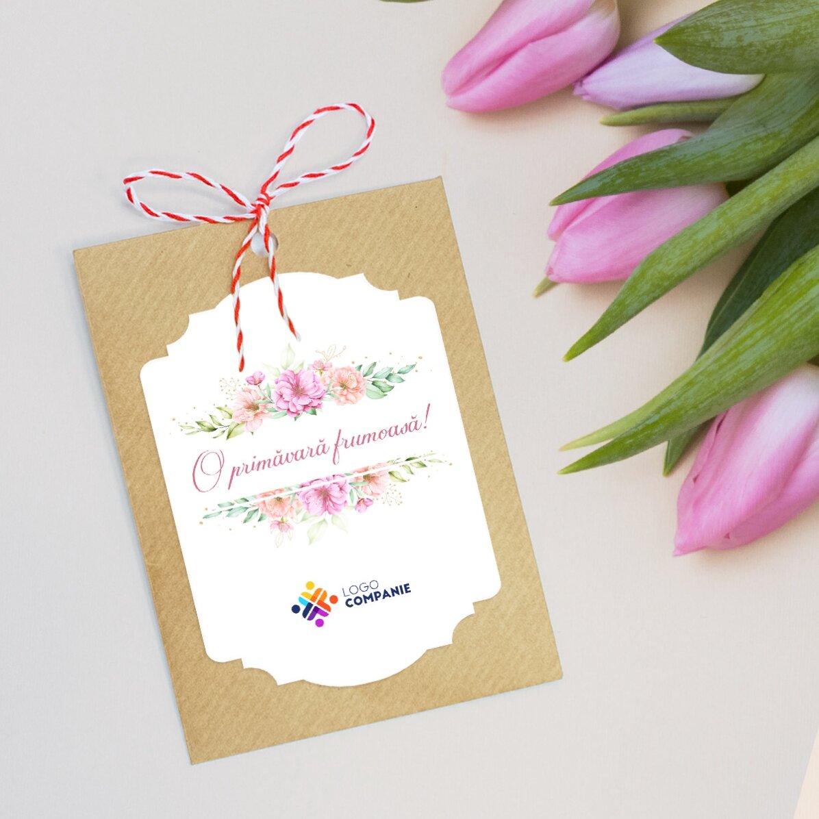 Personalised plantable Martisor with logo and message - Have a wonderful spring!