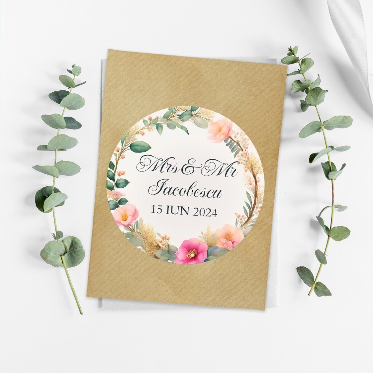 Mărturie plantabilă personalizată cu mesaj - model floral