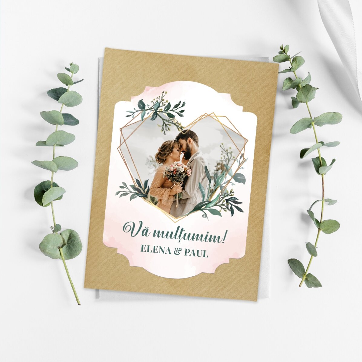 Mărturie plantabilă personalizată cu poză și text pentru nuntă -  Heart