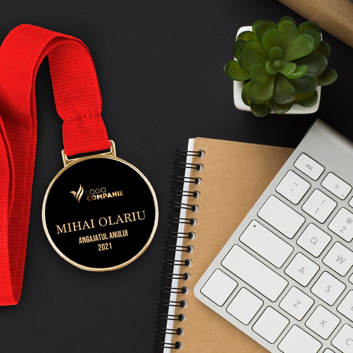 Personalised medal with logo and text