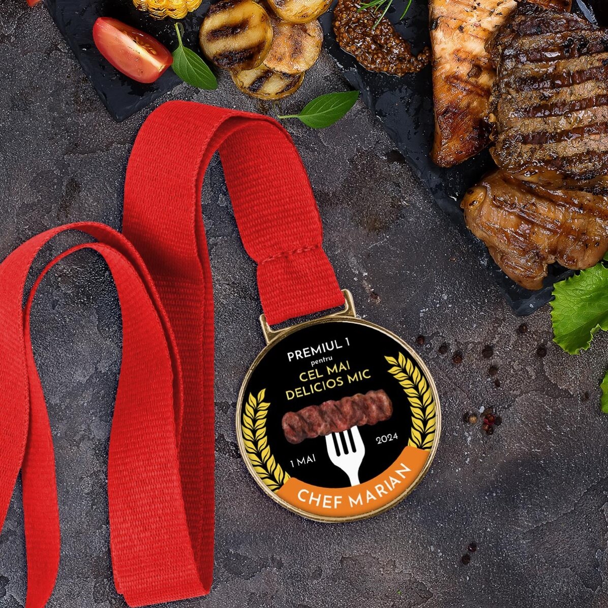 Medalie personalizată cu mesaj - Campionul Micilor