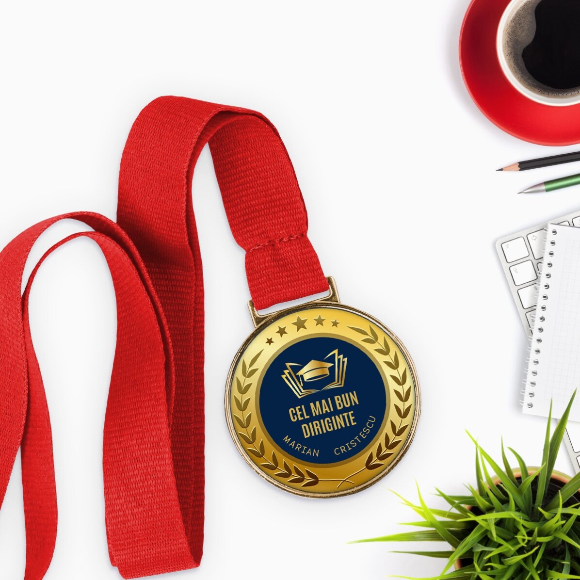 Medalie personalizată cu text - Cel mai bun diriginte