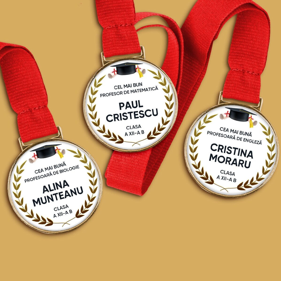 Medalie personalizată cu text - Felicitări pentru absolvire