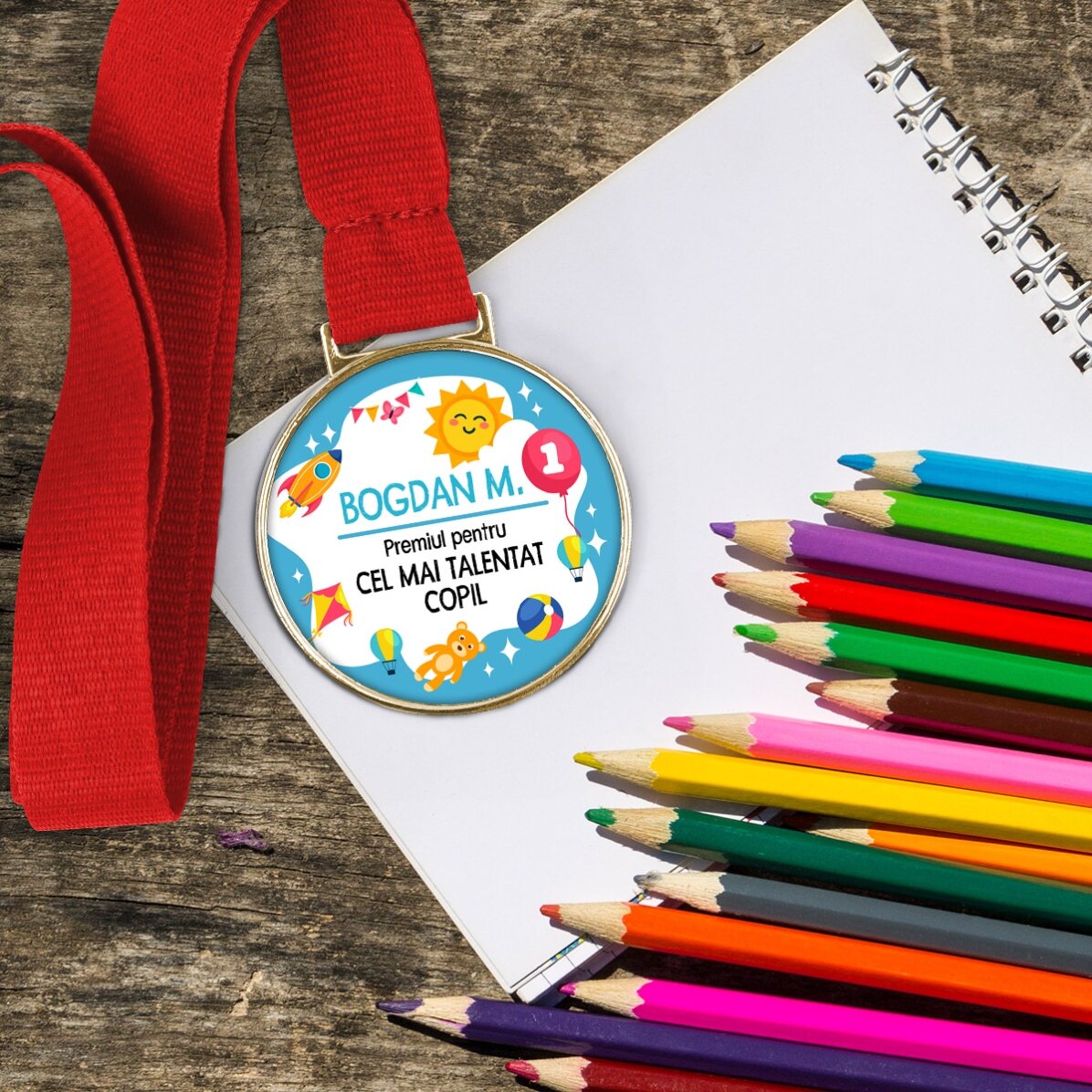 Medalie personalizată cu text - Ziua copilului