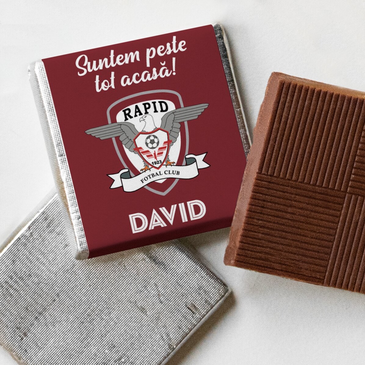 Mini ciocolată FC Rapid personalizată cu nume și mesaj