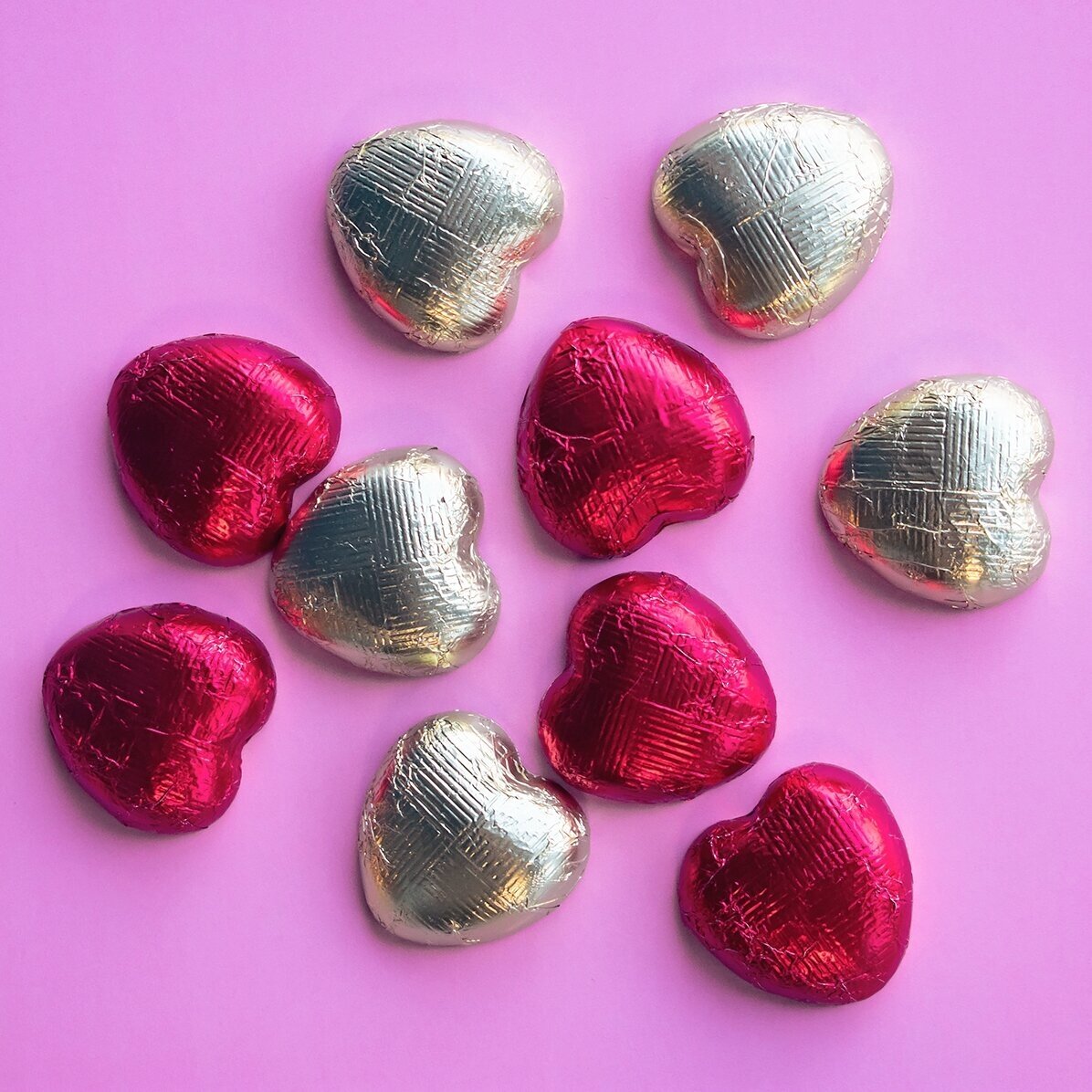 Set 10 mini ciocolățele inimioară personalizate cu poze și text - Love