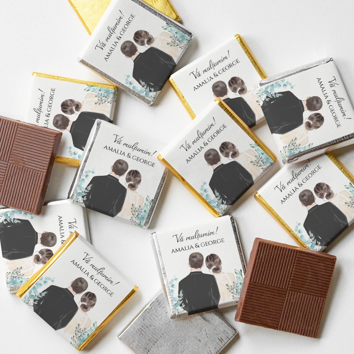 Mini ciocolată mărturie personalizată cu text - Our wedding