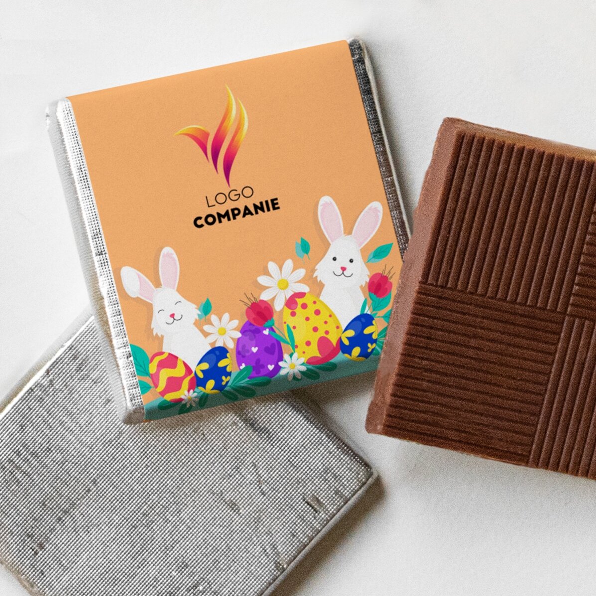 Mini ciocolată personalizată cu logo - Paște fericit
