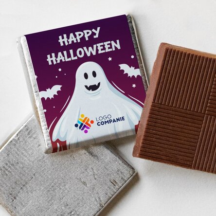 Mini ciocolată personalizată cu logo și mesaj de Halloween - Fantoma