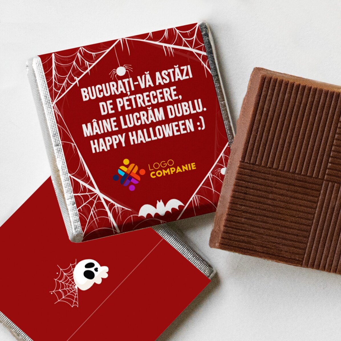 Mini ciocolată personalizată cu logo și mesaj - Halloween 