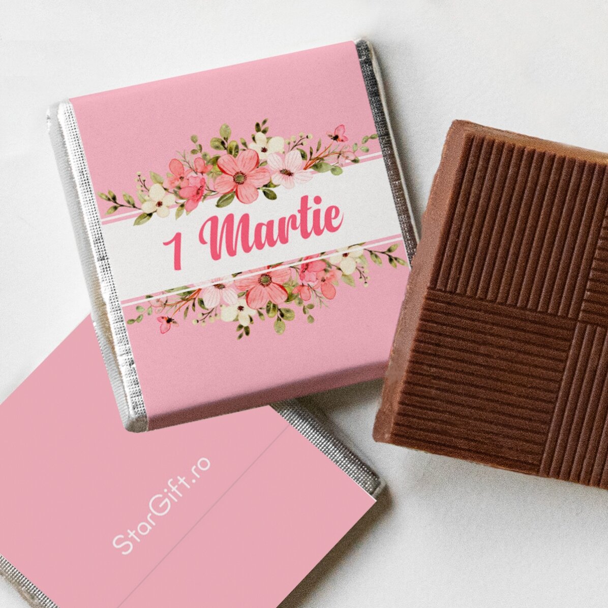 Mini ciocolată personalizată cu nume - Flori de primăvară