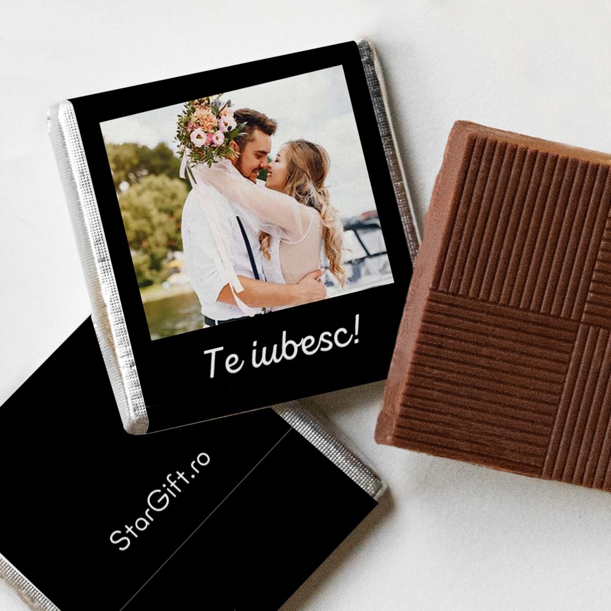 Mini ciocolată personalizată cu o poză și text