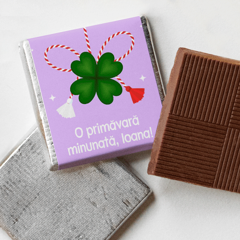 Mini ciocolată personalizată cu poză și mesaj - Mărțișor colorat