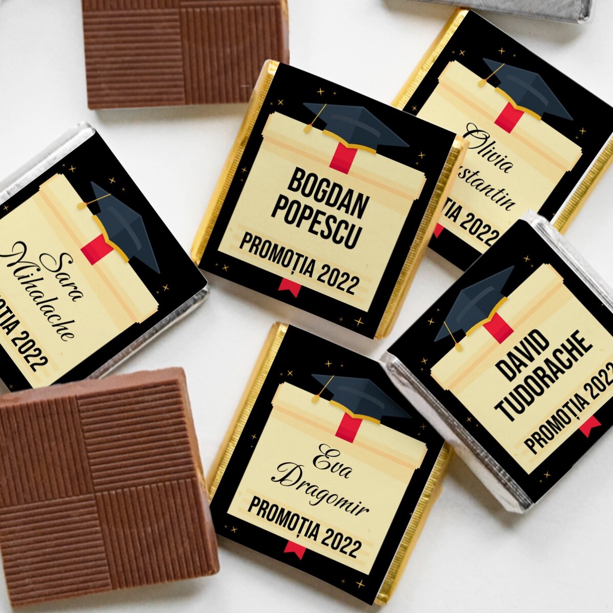 Mini ciocolată personalizată cu text - Absolvire
