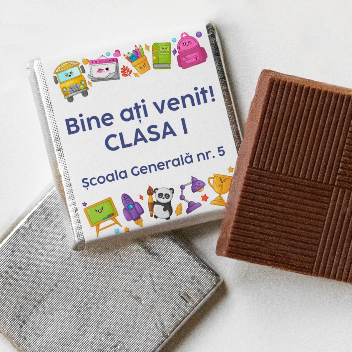 Mini ciocolată personalizată cu text - Welcome school