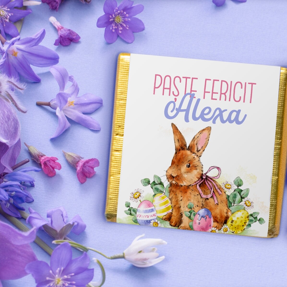 Mini ciocolată personalizată cu text - Bunny