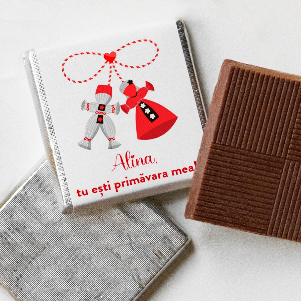Mini ciocolată personalizată cu text - Mărțișor îndrăgostit