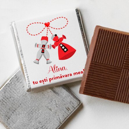 Mini ciocolată personalizată cu text - Mărțișor îndrăgostit