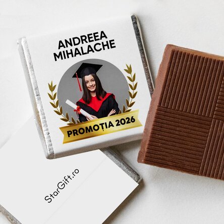 Mini chocolate personalised with text and photo or logo - Graduation