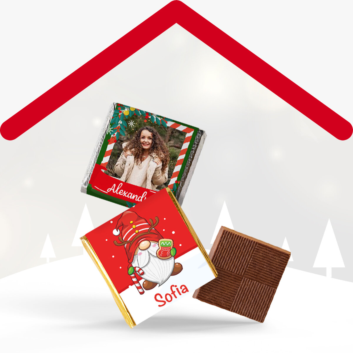 Personalised mini chocolates for Christmas