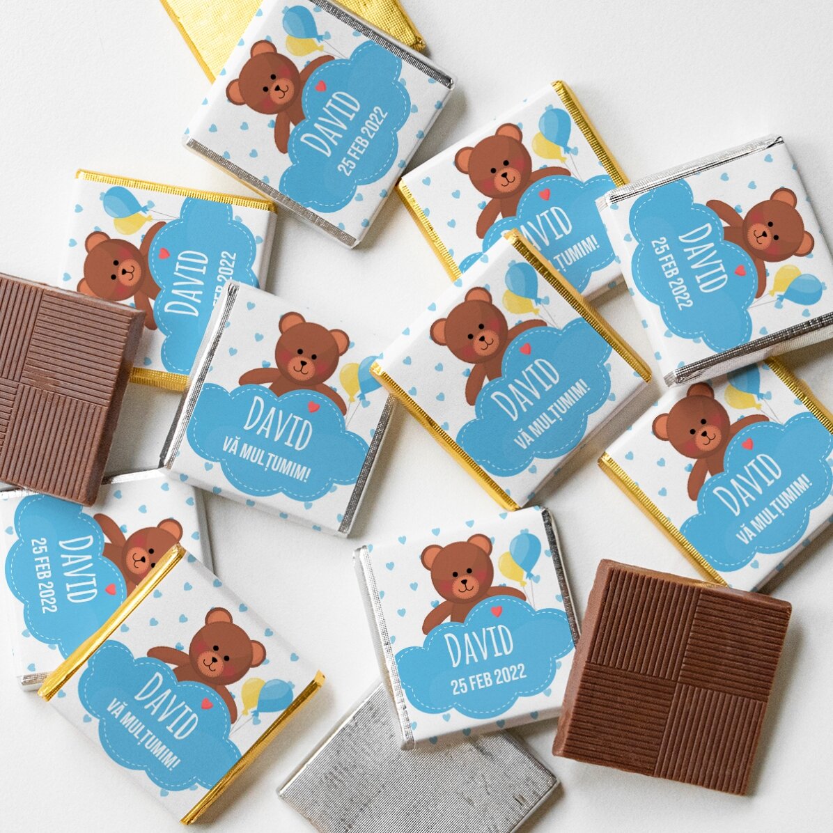 Mini ciocolată personalizată - Mărturie de botez