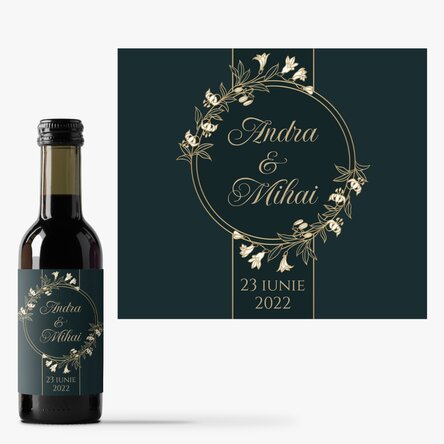 Mini sticluță de vin mărturie personalizată cu text - Floral
