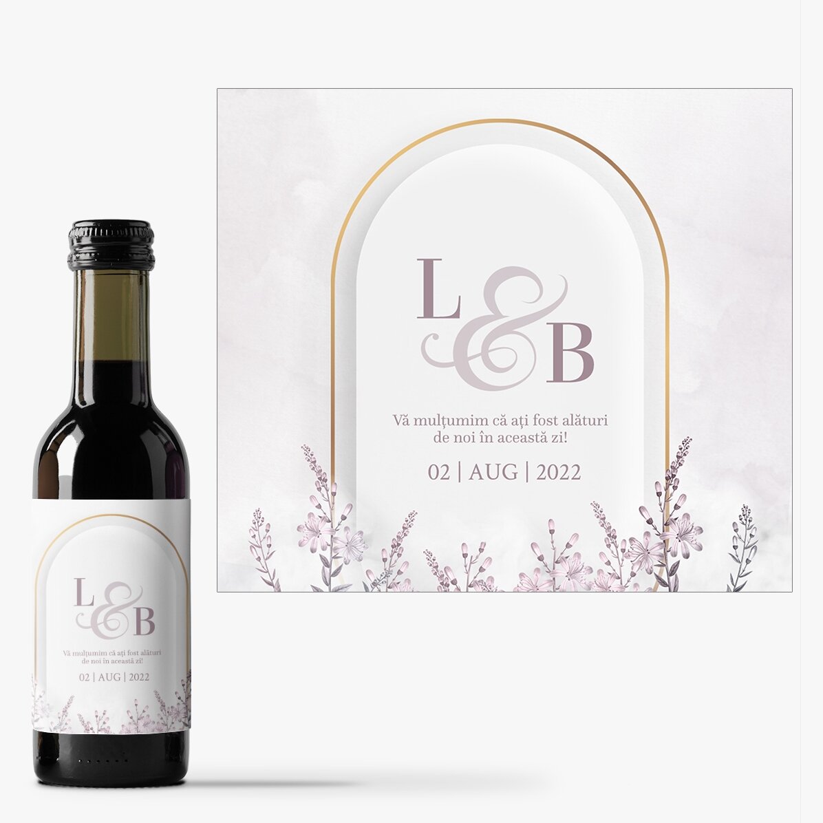 Mini sticluță de vin personalizată cu text - Mărturie de nuntă