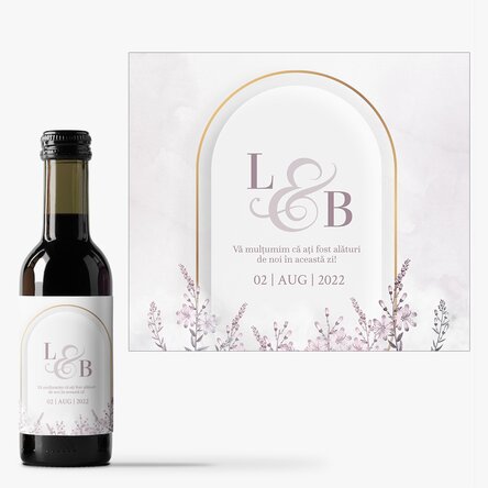 Mini sticluță de vin personalizată cu text - Mărturie de nuntă