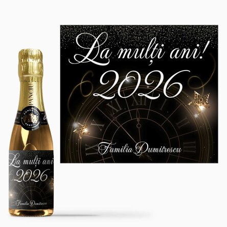 Mini sticluță de vin spumant personalizat cu text - Anul nou