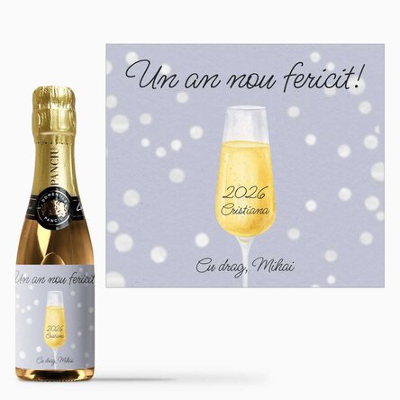 Mini sticluță de vin spumant personalizat cu text - Champagne Glass