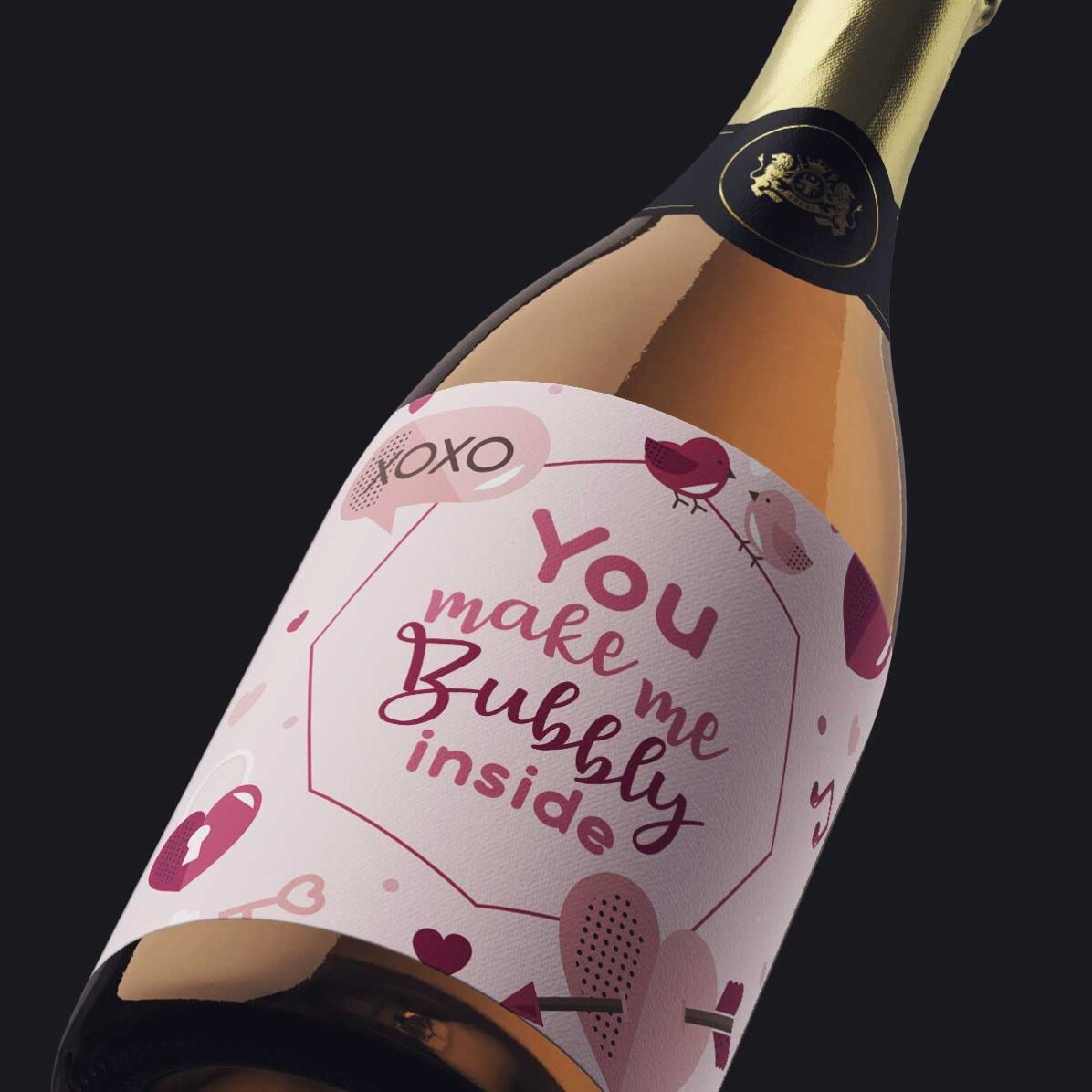 Mini sticluță de vin spumant personalizată  - Bubbly