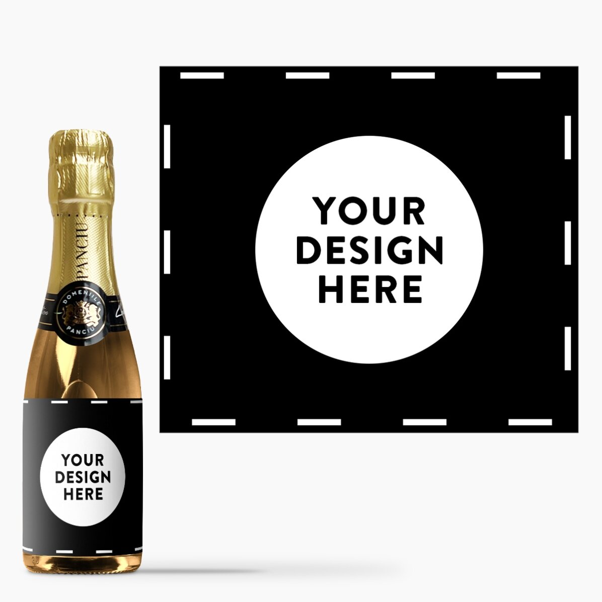 Mini sticluță de vin spumant personalizată cu grafica ta