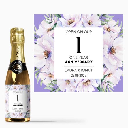 Mini sticluță de vin spumant personalizată cu text - Aniversare