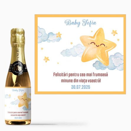 Mini sticluță de vin spumant personalizată cu text - Felicitări