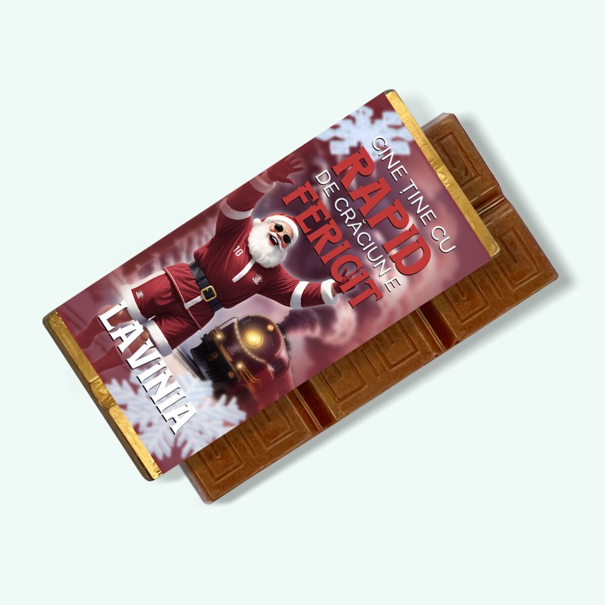 Mini tabletă de ciocolată FC Rapid personalizată cu text - Bucuria Crăciunului