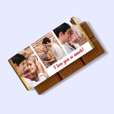 Mini tabletă de ciocolată personalizată cu 3 poze și mesaj