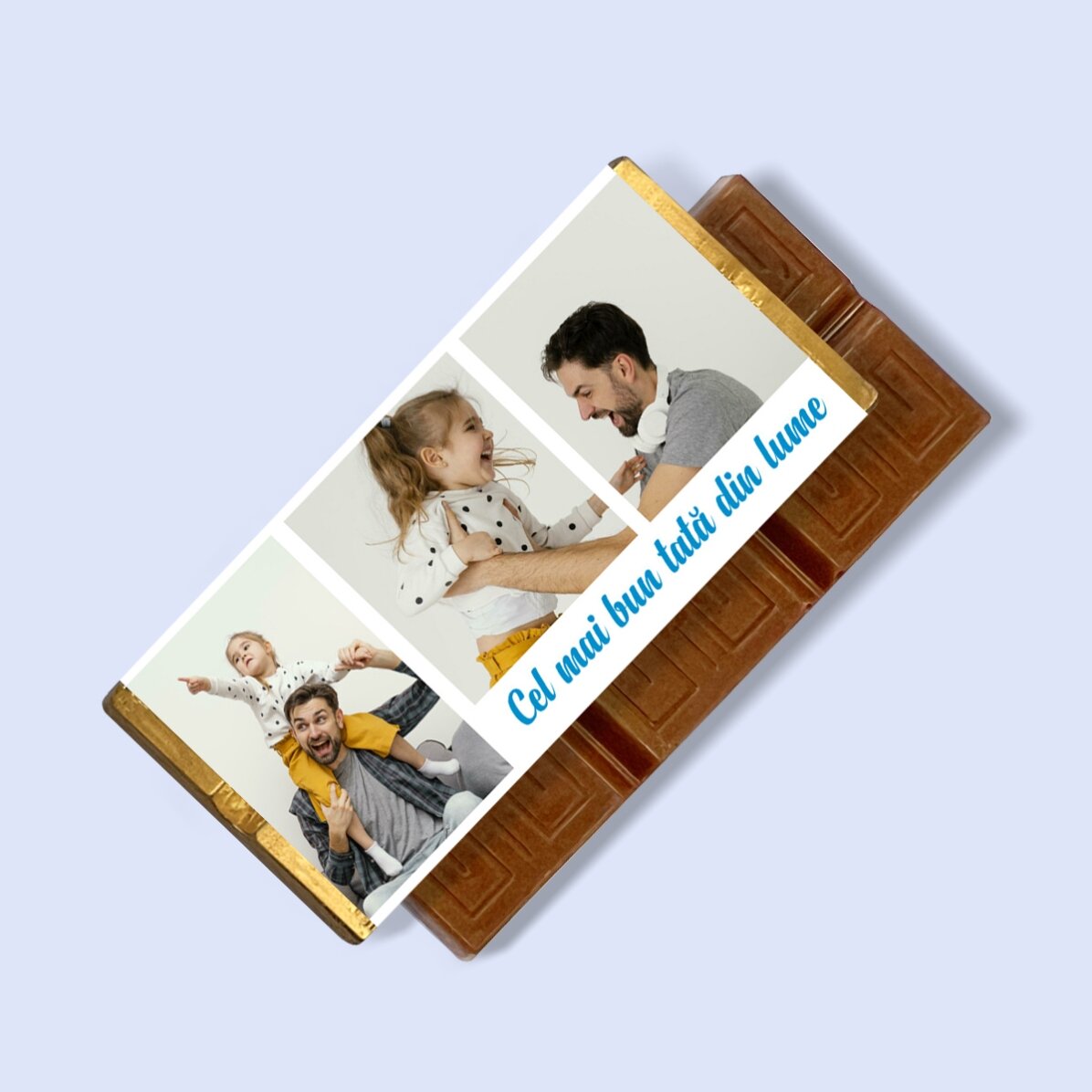 Mini tabletă de ciocolată personalizată cu 3 poze și mesaj