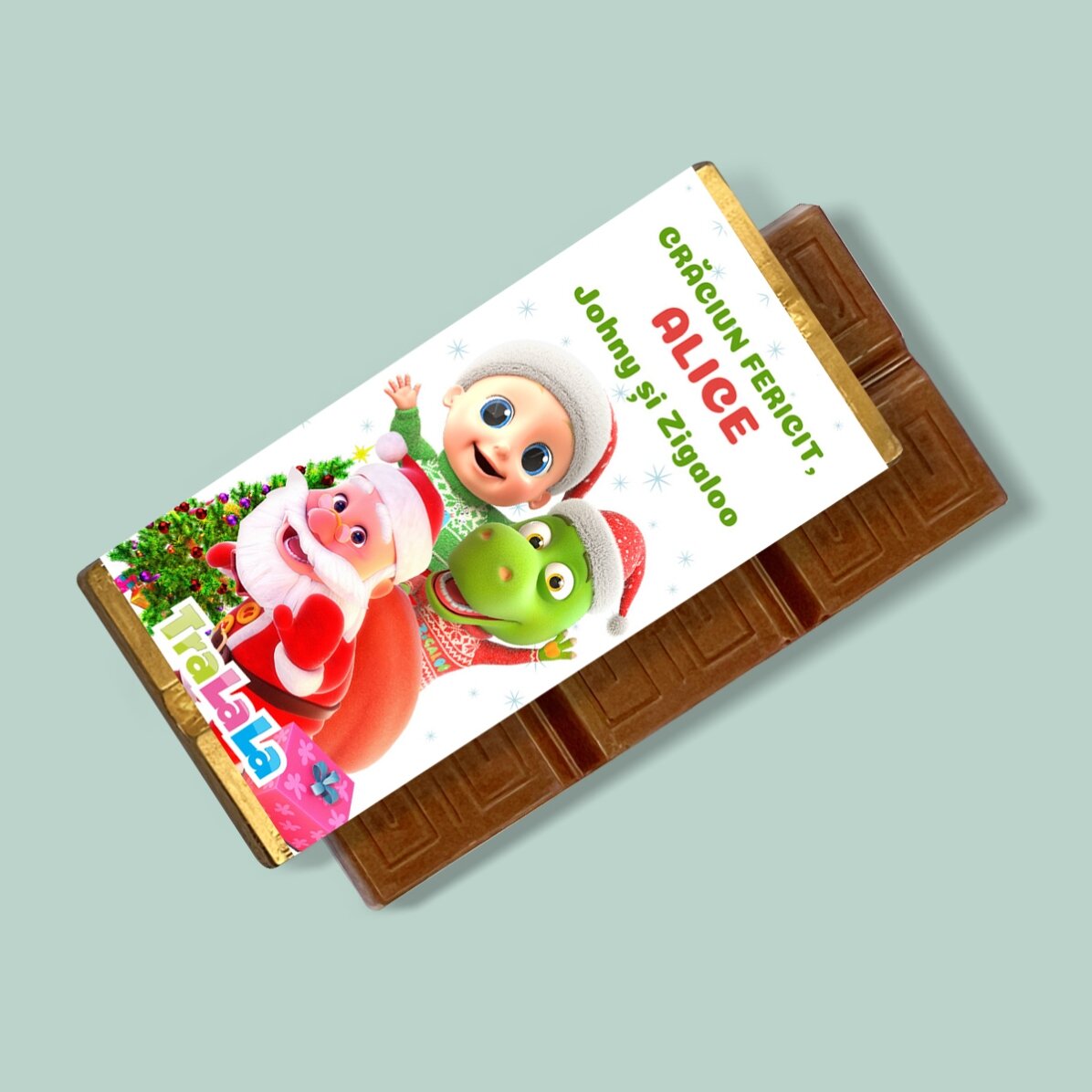 Mini tabletă de ciocolată personalizată cu mesaj - Crăciun cu TraLaLa