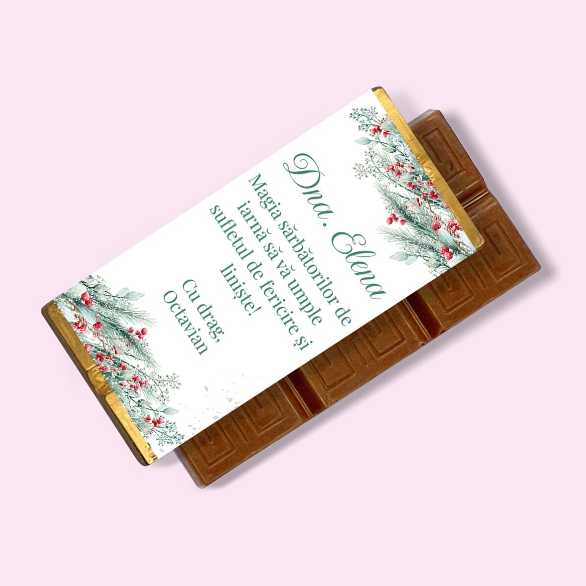Mini chocolate bar personalised with a Christmas message