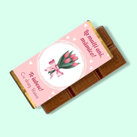 Mini chocolate bar personalised with message - Flowers