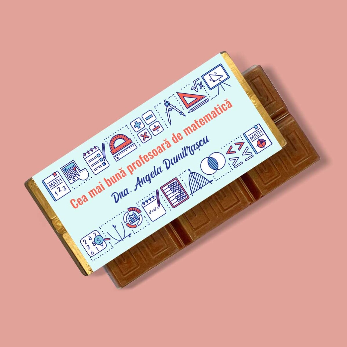 Mini tabletă de ciocolată personalizată cu mesaj - Matematică