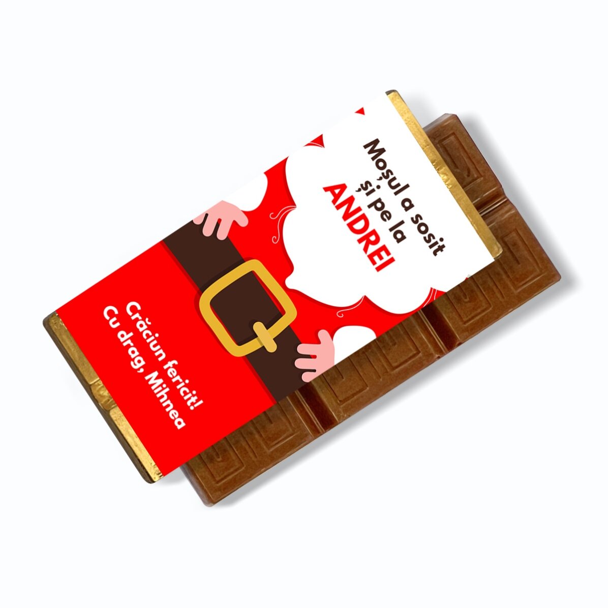 Mini tabletă de ciocolată personalizată cu mesaj - Moș Crăciun