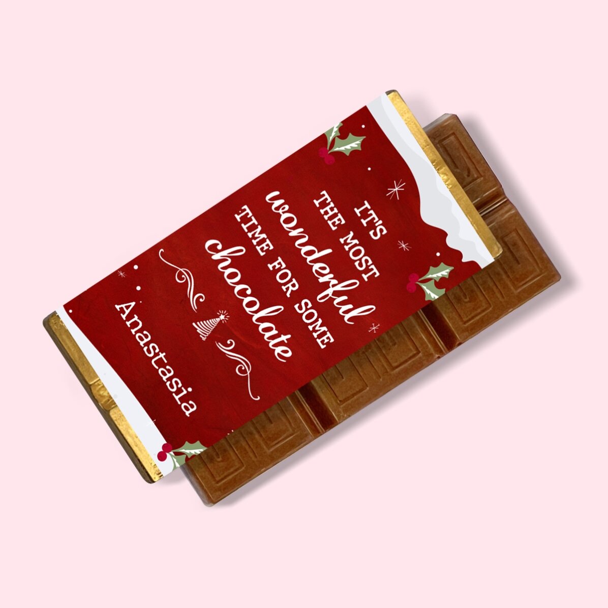 Mini chocolate bar personalised with message - Most wonderful time