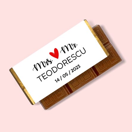 Mini tabletă de ciocolată personalizată cu mesaj - Mrs și Mr