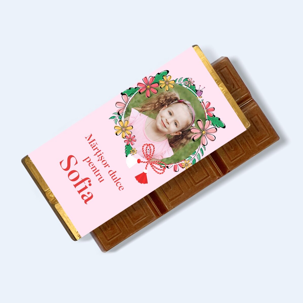 Mini tabletă de ciocolată personalizată cu mesaj și poză - Mărțișor