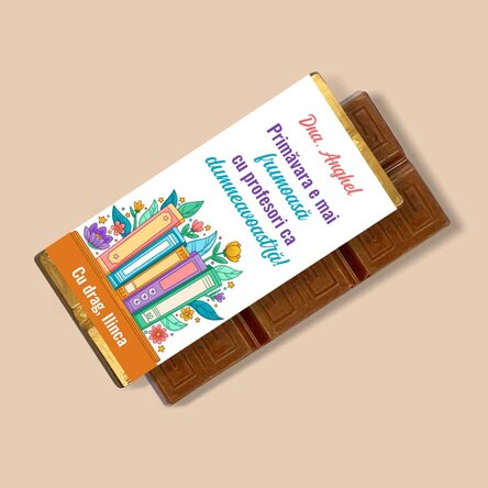 Mini tabletă de ciocolată personalizată cu text pentru profesoare