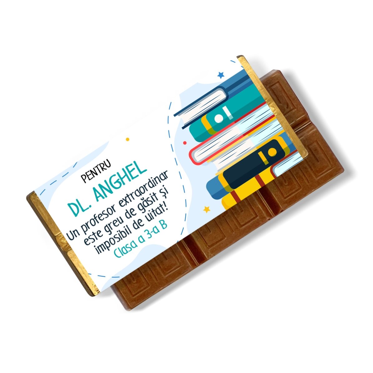 Personalised mini chocolate bar with a message for teachers